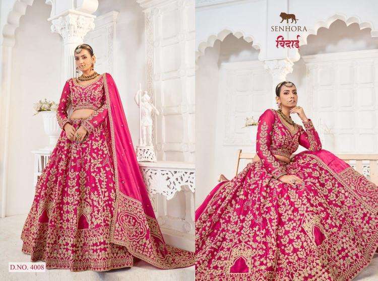 senhora presents bidai jimmy choo semi stitch lehenga unstitch blouse engagement lehenga for bride catalog wholesaler and exporter in surat