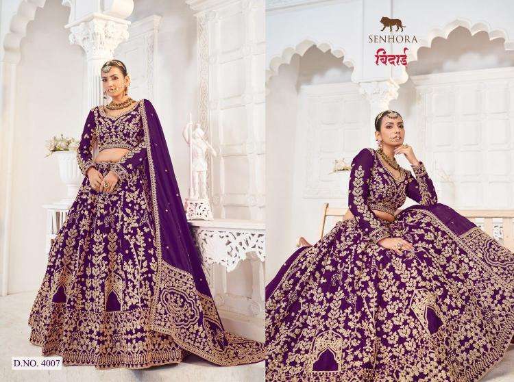 senhora presents bidai jimmy choo semi stitch lehenga unstitch blouse engagement lehenga for bride catalog wholesaler and exporter in surat