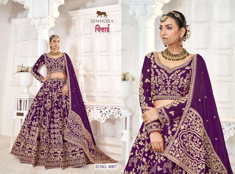 senhora presents bidai jimmy choo semi stitch lehenga unstitch blouse engagement lehenga for bride catalog wholesaler and exporter in surat