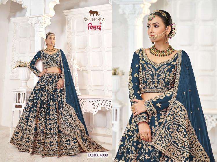 senhora presents bidai jimmy choo semi stitch lehenga unstitch blouse engagement lehenga for bride catalog wholesaler and exporter in surat