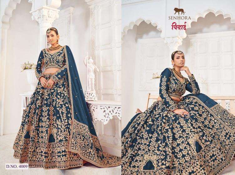 senhora presents bidai jimmy choo semi stitch lehenga unstitch blouse engagement lehenga for bride catalog wholesaler and exporter in surat