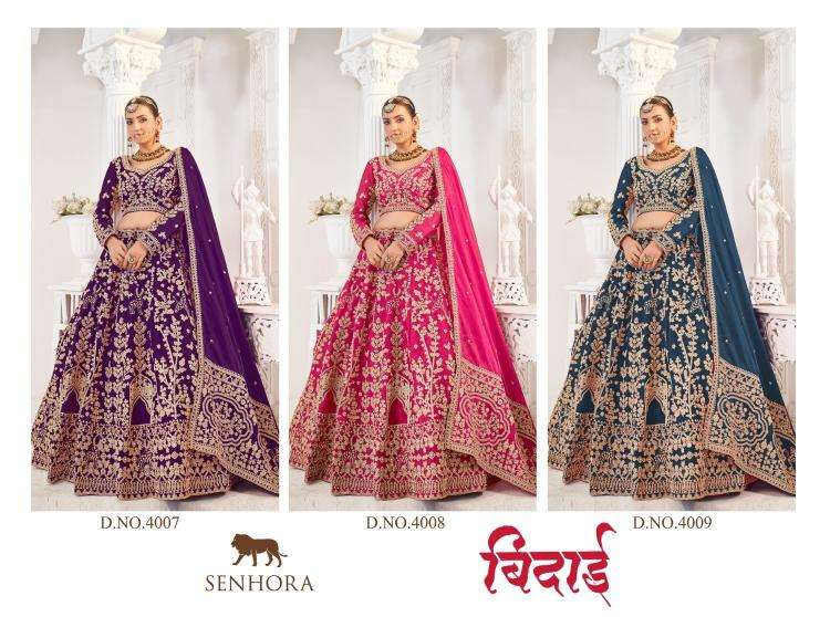 senhora presents bidai jimmy choo semi stitch lehenga unstitch blouse engagement lehenga for bride catalog wholesaler and exporter in surat