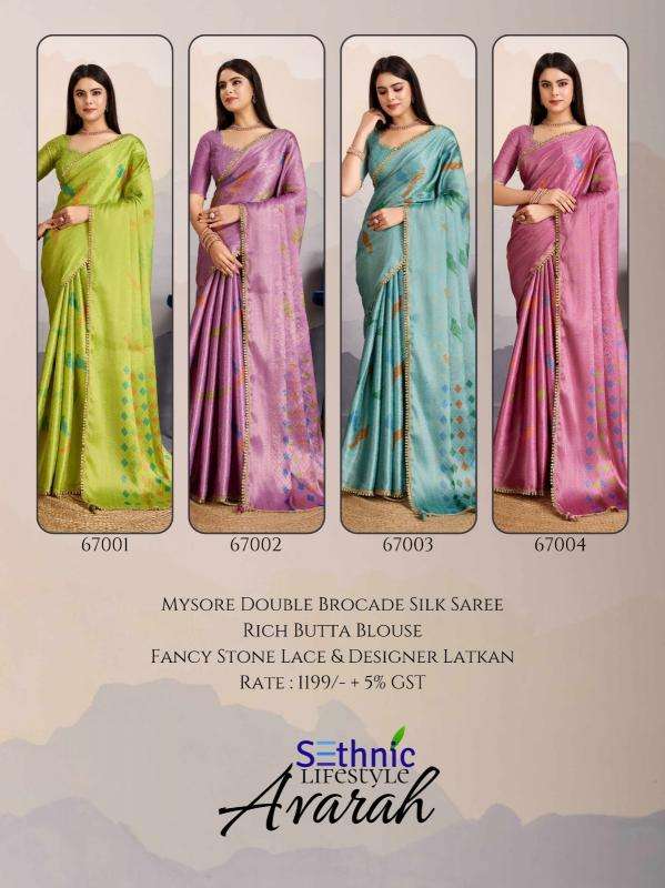 sethnic lifestyle presents avarah brocade silk stylish party wear saree catalog wholesaler and exporter 