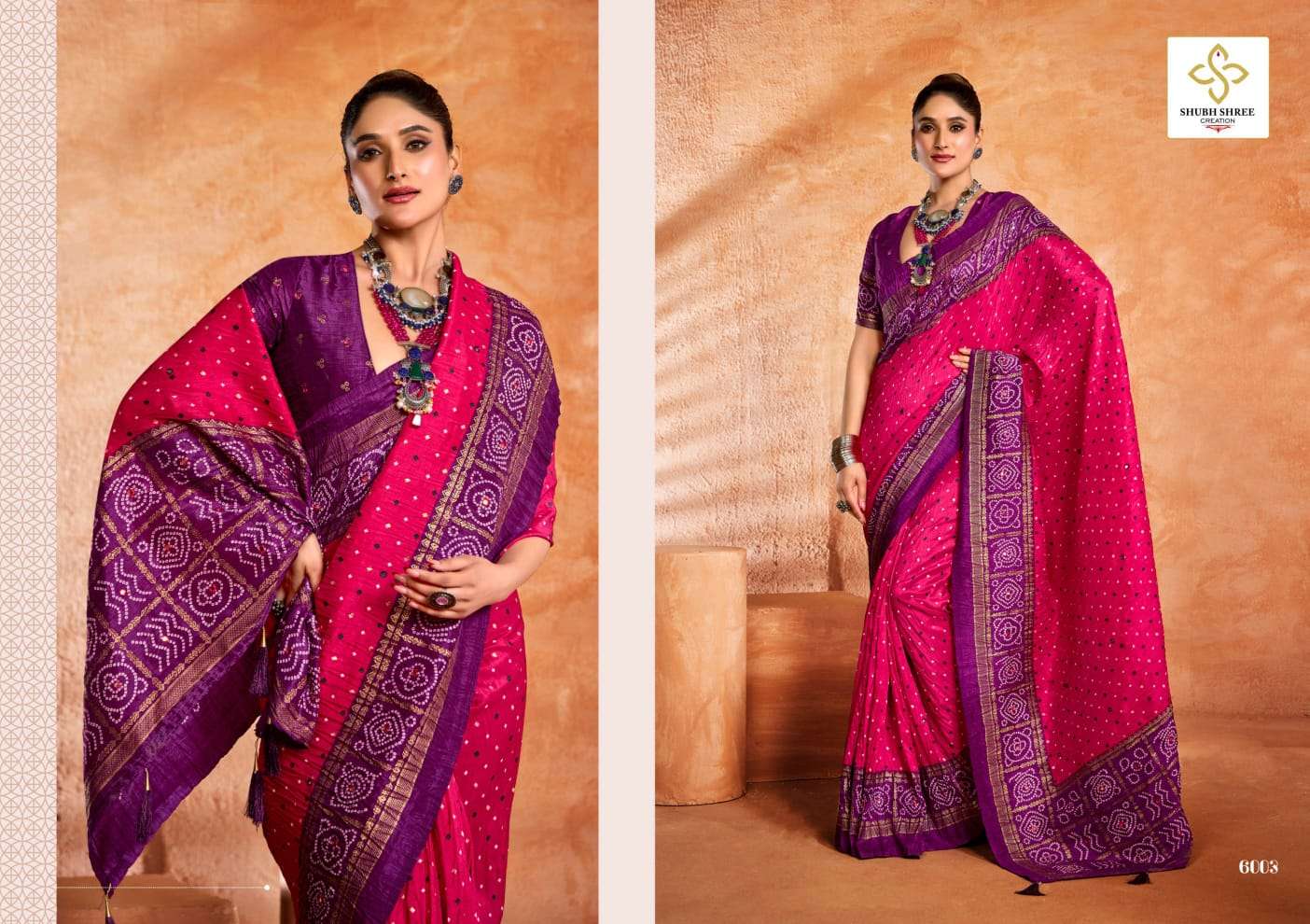 shubh shree creation presents crush vol-6 velvet tusser silk pretty look sarees catalog wholesaler and exporter 