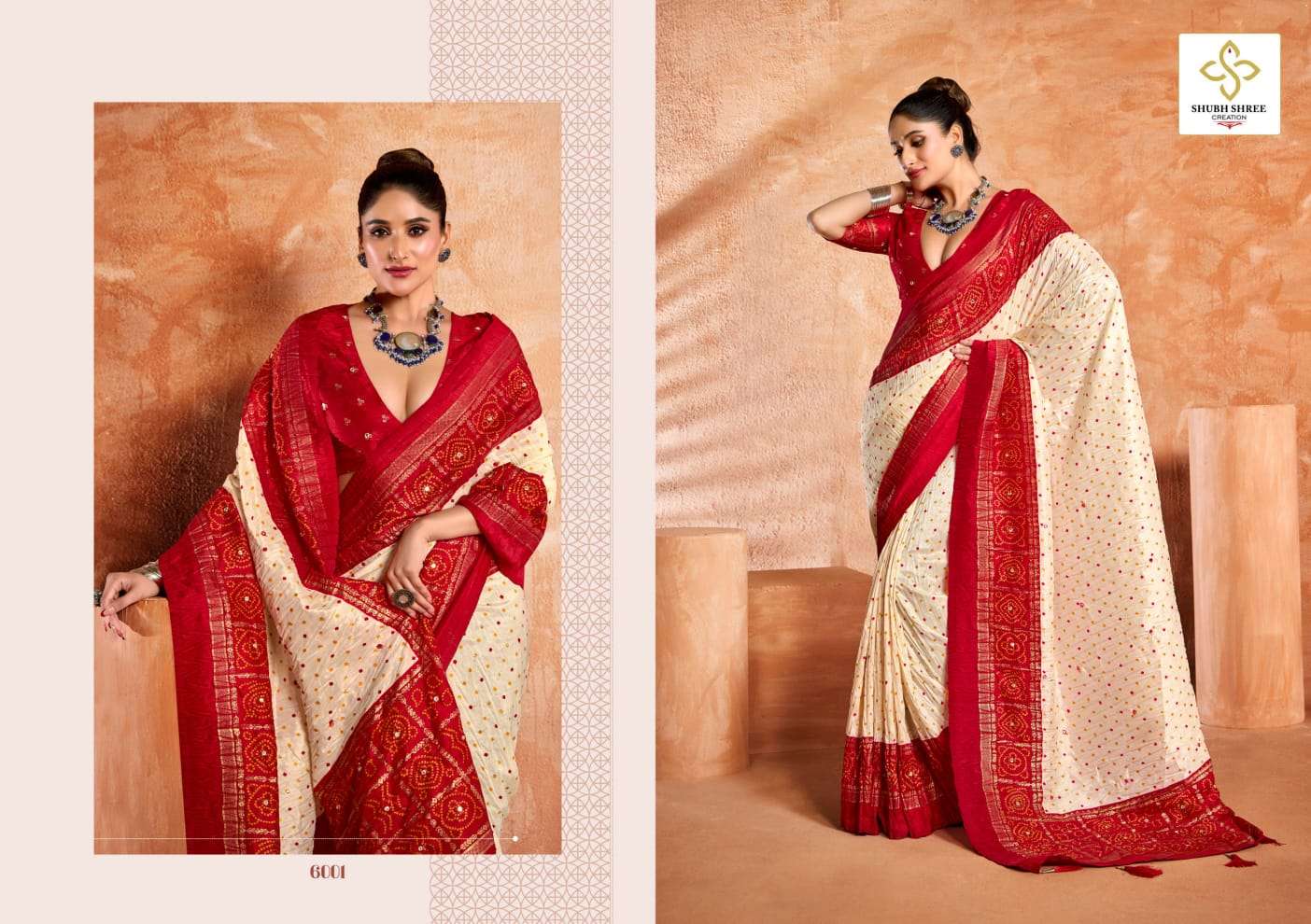 shubh shree creation presents crush vol-6 velvet tusser silk pretty look sarees catalog wholesaler and exporter 