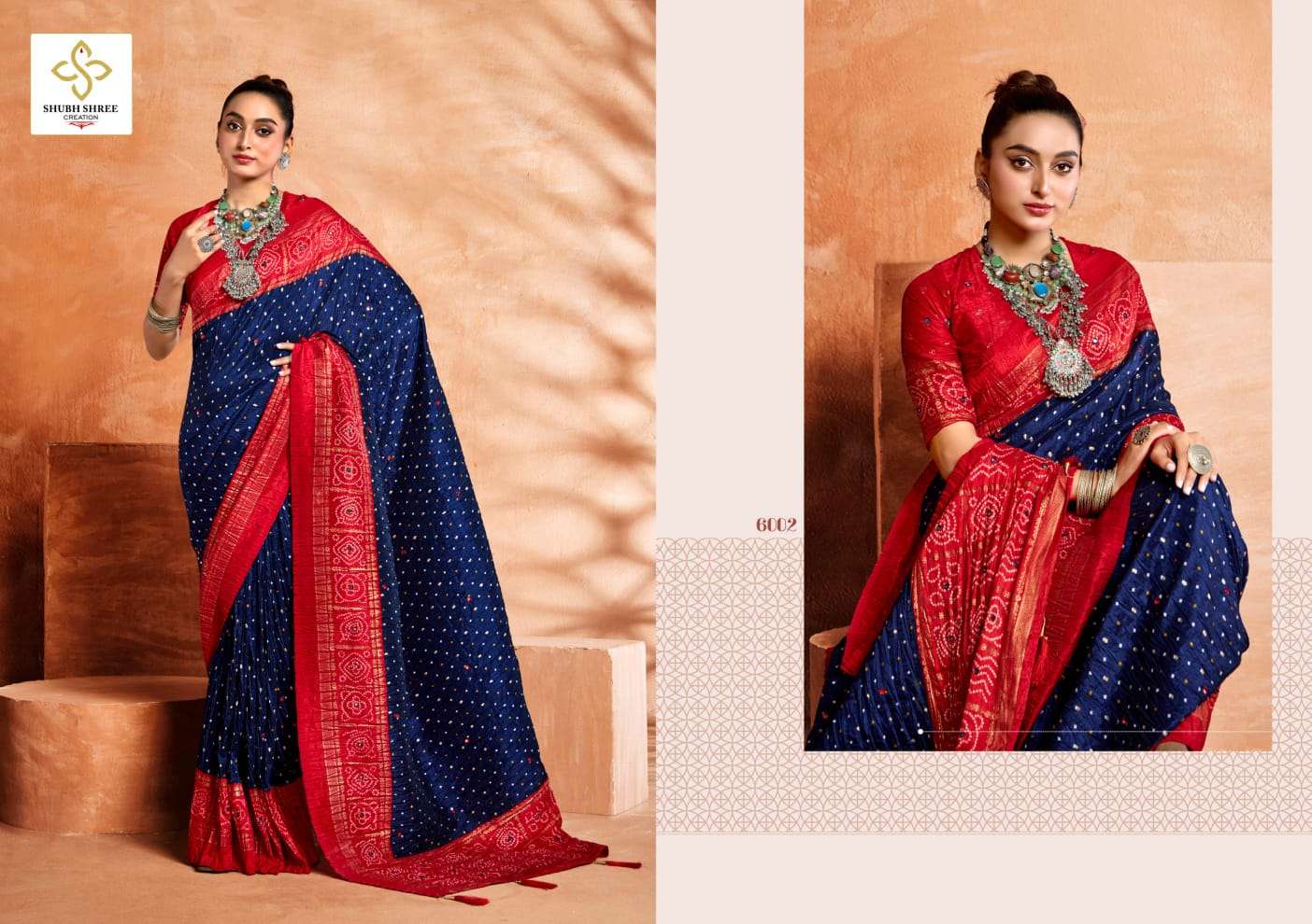 shubh shree creation presents crush vol-6 velvet tusser silk pretty look sarees catalog wholesaler and exporter 