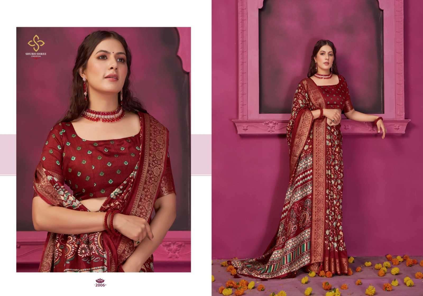 shubh shree creation presents kashmiri silk vol-2 jacquard print saree catalog wholesaler and exporter 