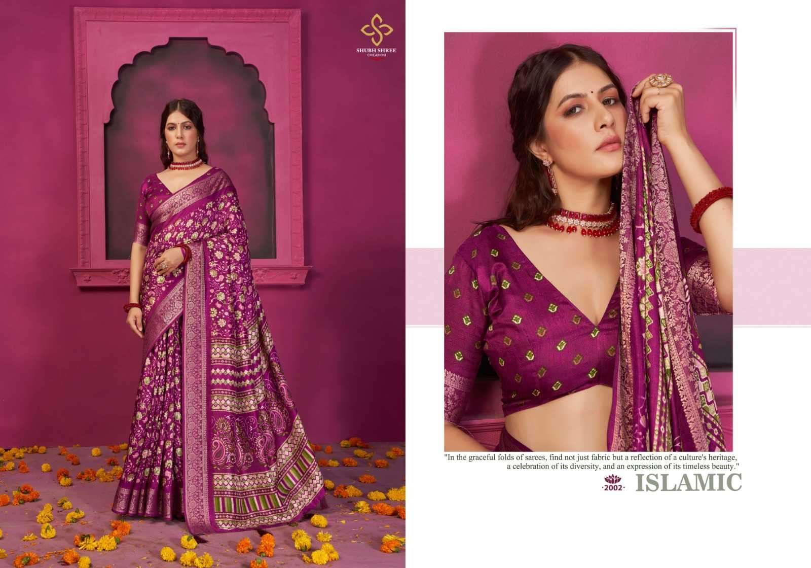 shubh shree creation presents kashmiri silk vol-2 jacquard print saree catalog wholesaler and exporter 