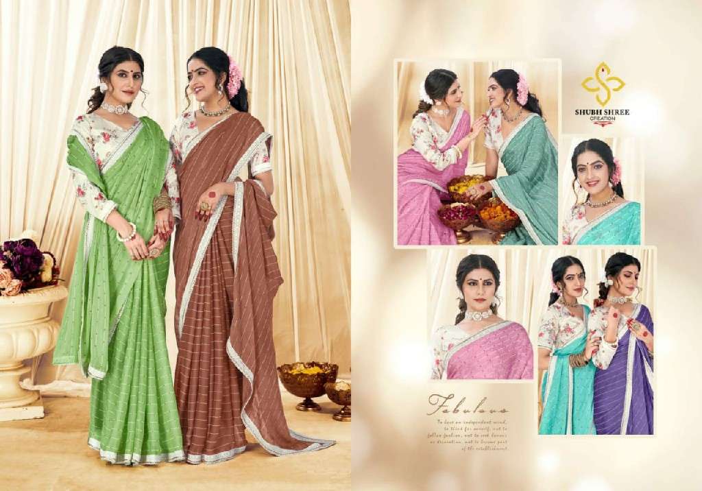 Shubh Shree Presents Suwakya Satin Chiffon Beautiful Saree Catalog Wholesaler And Exporter In Surat