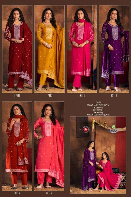 triple a presents ria vol-3 muslin lakhnavi jacquard classic dress material catalog wholesaler and exporter 