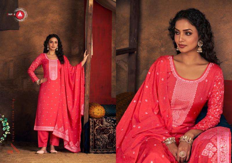 triple a presents ria vol-3 muslin lakhnavi jacquard classic dress material catalog wholesaler and exporter 