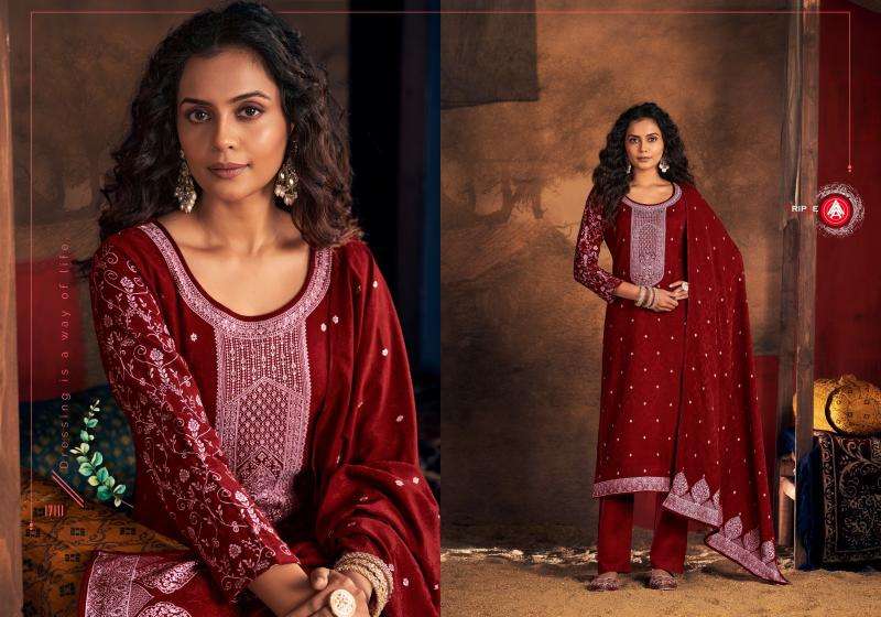 triple a presents ria vol-3 muslin lakhnavi jacquard classic dress material catalog wholesaler and exporter 