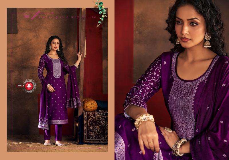 triple a presents ria vol-3 muslin lakhnavi jacquard classic dress material catalog wholesaler and exporter 