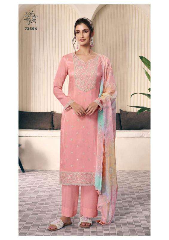 vinay presents kuleesh ombre moonga silk party wear dress material catalog wholesaler and exporter 