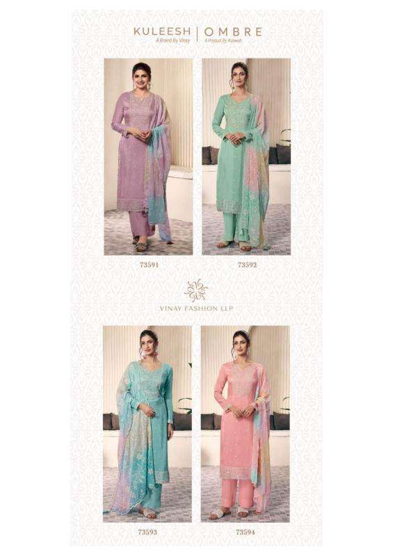 vinay presents kuleesh ombre moonga silk party wear dress material catalog wholesaler and exporter 
