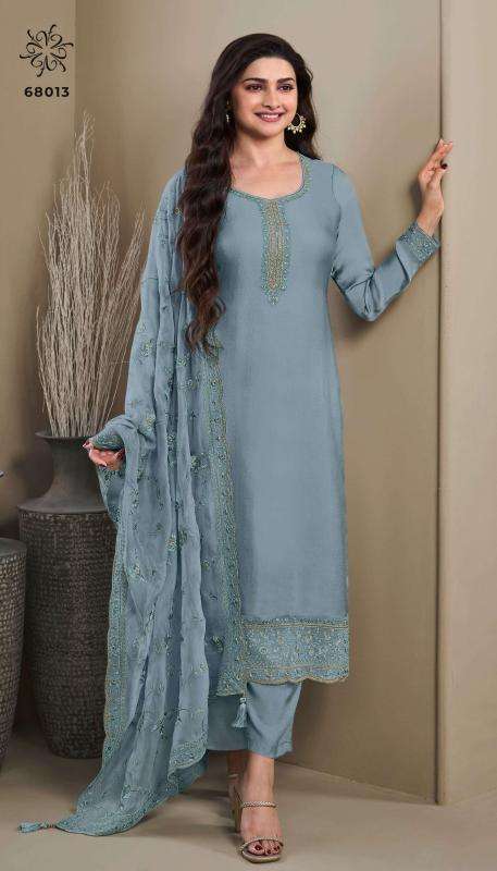 vinay presents kuleesh saumya paris silk fashionable design 3pcs salwar suits catalog wholesaler and exporter 