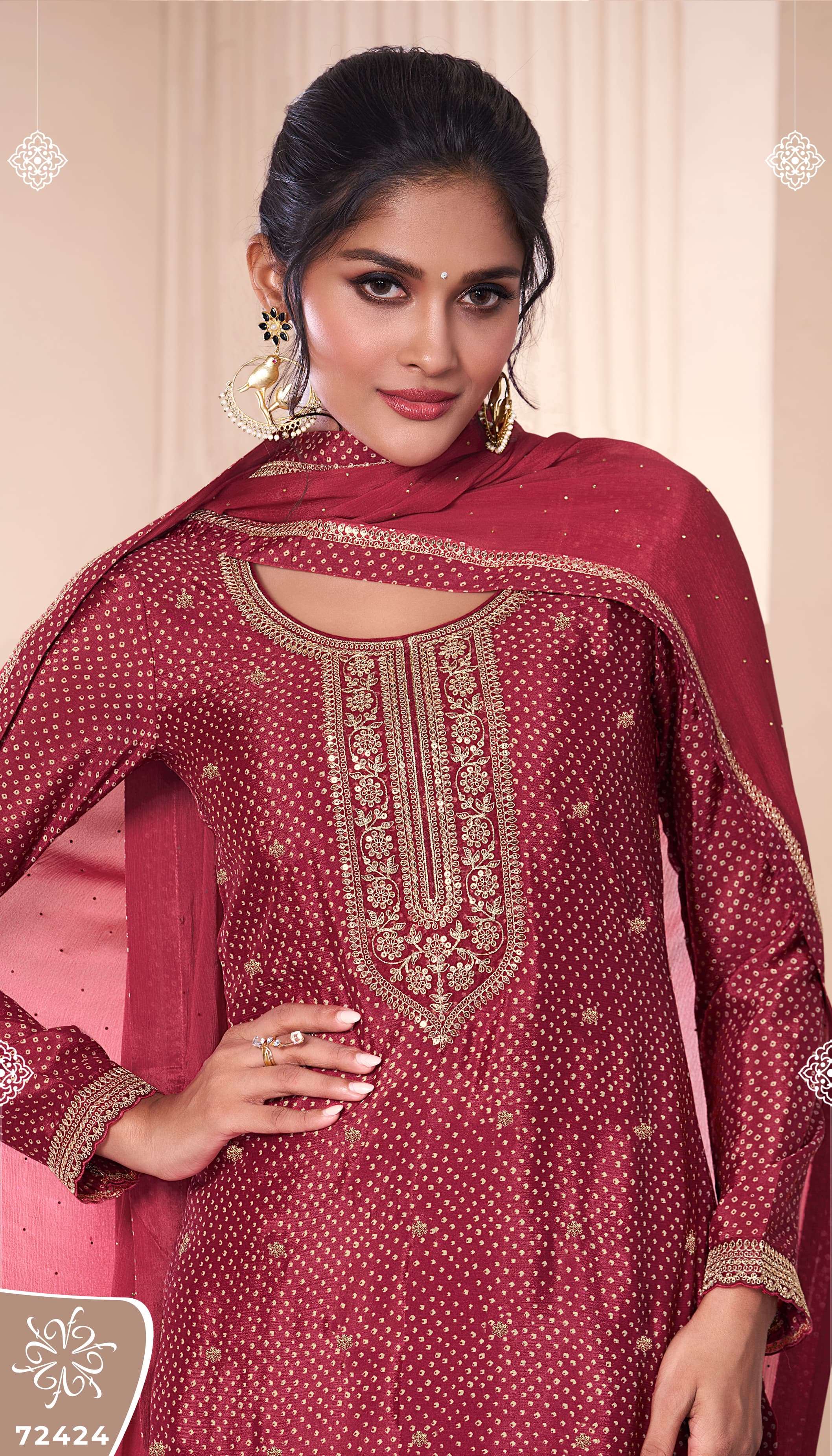 VINAY PRESENTS PAHAL VOL-4 FANCY CHINON SILK SALWAR SUITS CATALOG WHOLESALER AND EXPORTER IN SURAT