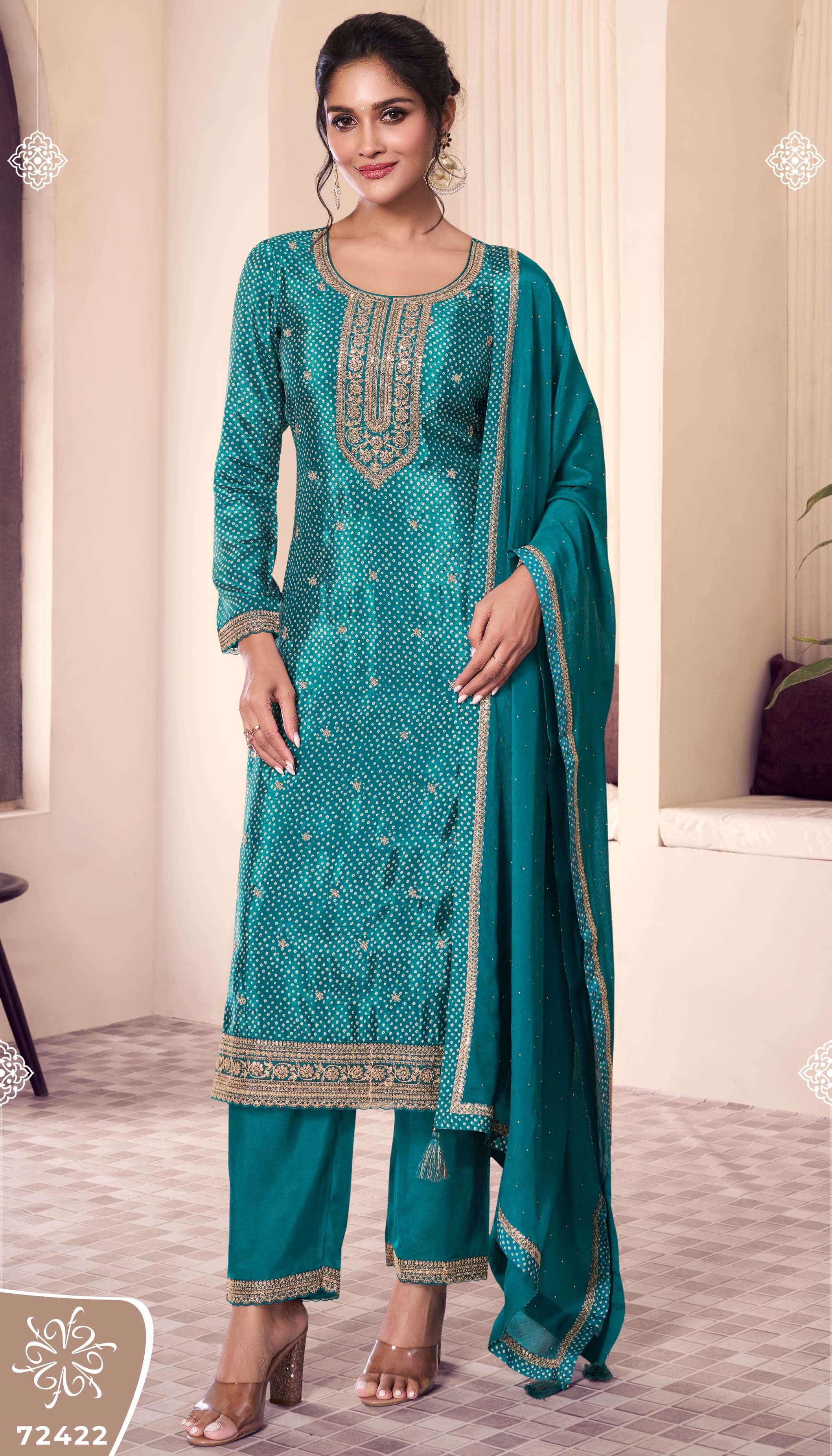 VINAY PRESENTS PAHAL VOL-4 FANCY CHINON SILK SALWAR SUITS CATALOG WHOLESALER AND EXPORTER IN SURAT