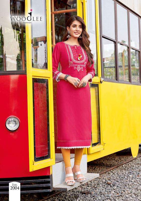 Wooglee Presents Ananya Rayon Readymade Classic Long Kurtis Catalog Wholesaler And Exporter 