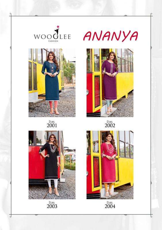 Wooglee Presents Ananya Rayon Readymade Classic Long Kurtis Catalog Wholesaler And Exporter 