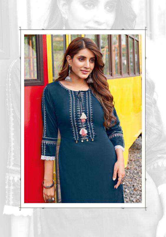 Wooglee Presents Ananya Rayon Readymade Classic Long Kurtis Catalog Wholesaler And Exporter 