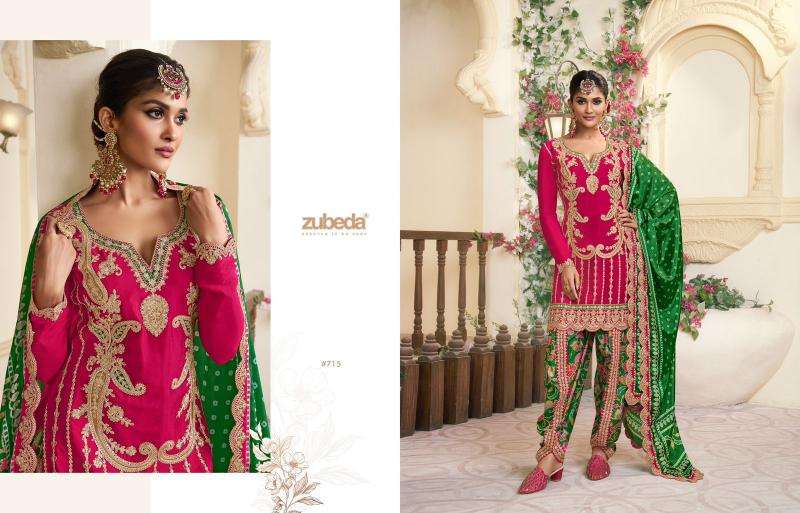zubeda presents kalamkari chinon si̇lk readymade traditional dhoti style salwar suit catalog wholesaler and exporter  