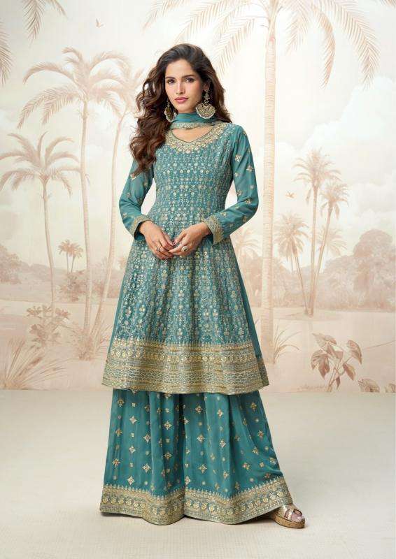 aashirwad creation presents jasmine readymade party wear plazzo suit for womens catalog wholesaler and exporter 