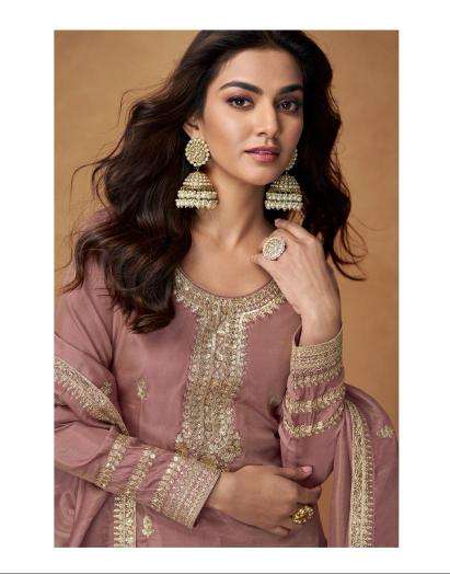 aashirwad creation presents saumya full stitch organza simar silk plazzo suit catalog