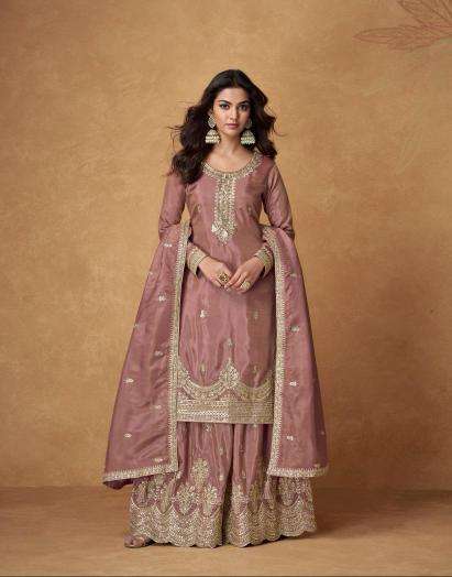 aashirwad creation presents saumya full stitch organza simar silk plazzo suit catalog