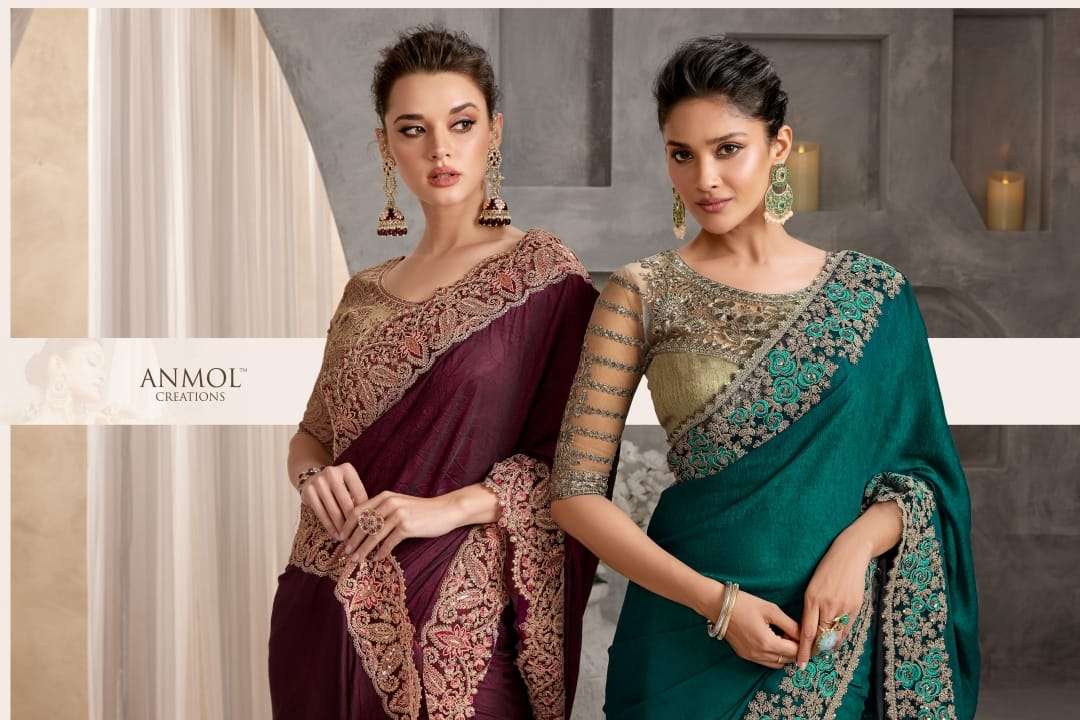 ANMOL PRESENTS SHAEDS VOL-9 FANCY PARTY WEAR LOOK SAREES CATALOG WHOLESALER AND EXPORTER  