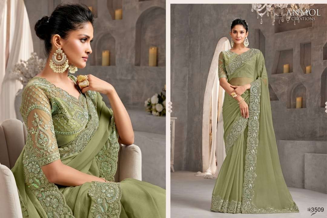 ANMOL PRESENTS SHAEDS VOL-9 FANCY PARTY WEAR LOOK SAREES CATALOG WHOLESALER AND EXPORTER  