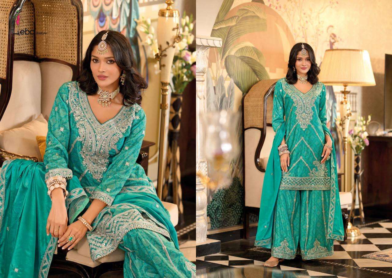 Eba Lifestyle Presents Sangam Chinon Readymade Exclusive Plazzo Suit Catalog Wholesaler And Exporter in Surat