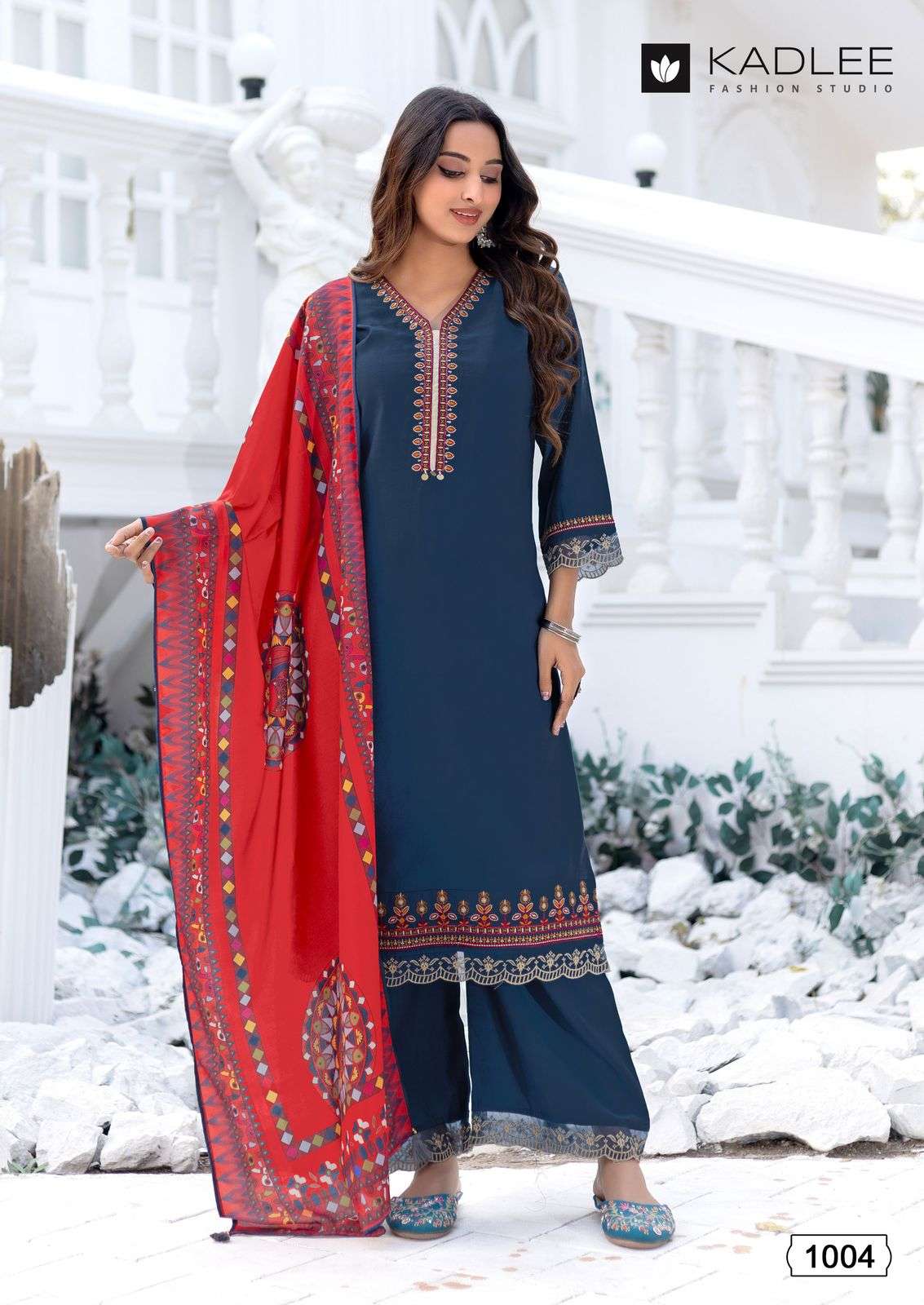 kadlee presents evergreen rayon readymade classic kurti with bottom and duppata catalog wholesaler and exports