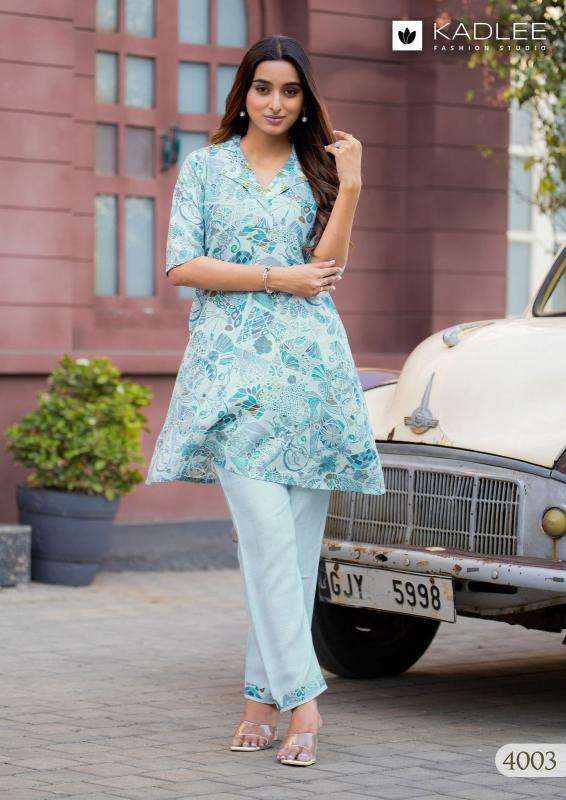 kadlee presents vrunda vatican print readymade casual kurti with pant catalog wholesaler and exporter 