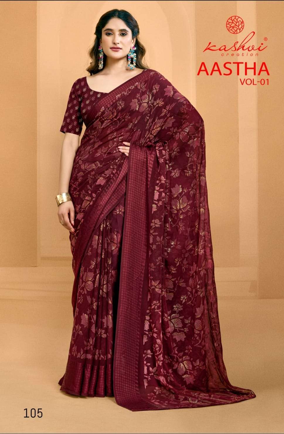 Kashvi Creation Presents Aastha Vol-1 georgette Saree Catalog wholesaler And Exporter In Surat