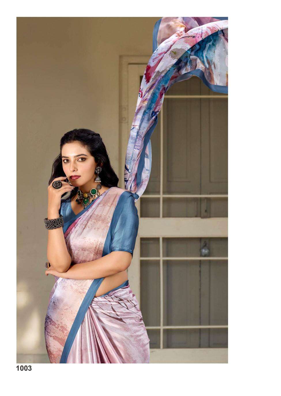 kashvi creation presents divyani vol-5 satin print festive saree catalog wholesaler and exporter in surat