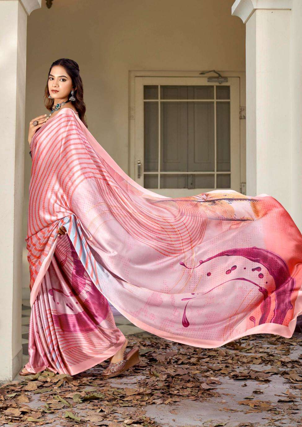 kashvi creation presents divyani vol-5 satin print festive saree catalog wholesaler and exporter in surat