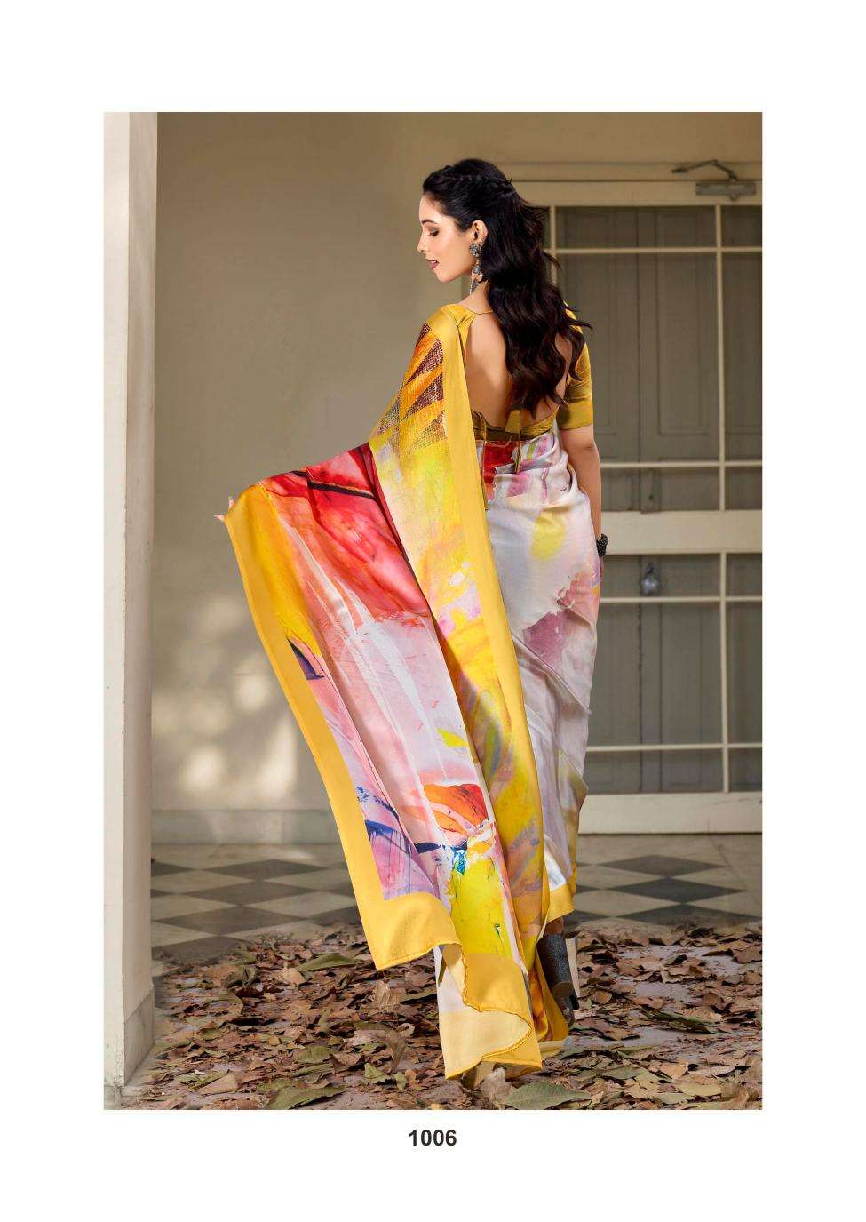 kashvi creation presents divyani vol-5 satin print festive saree catalog wholesaler and exporter in surat