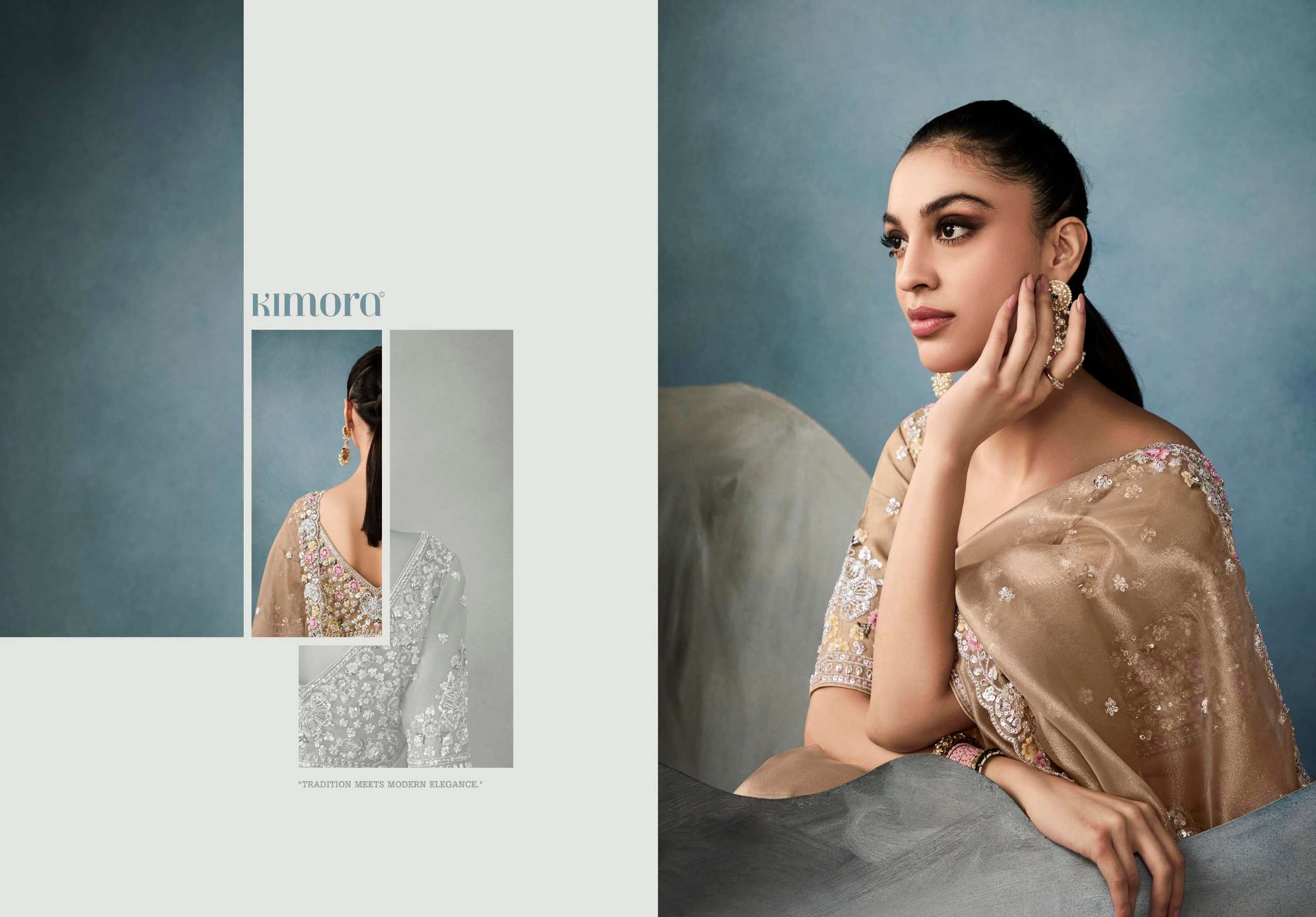 KIMORA PRESENTS ICONIC  NEW PARTY WEAR FANCY FEBRICS SAREE CATALOG WHOLESALER AND EXPORTER 