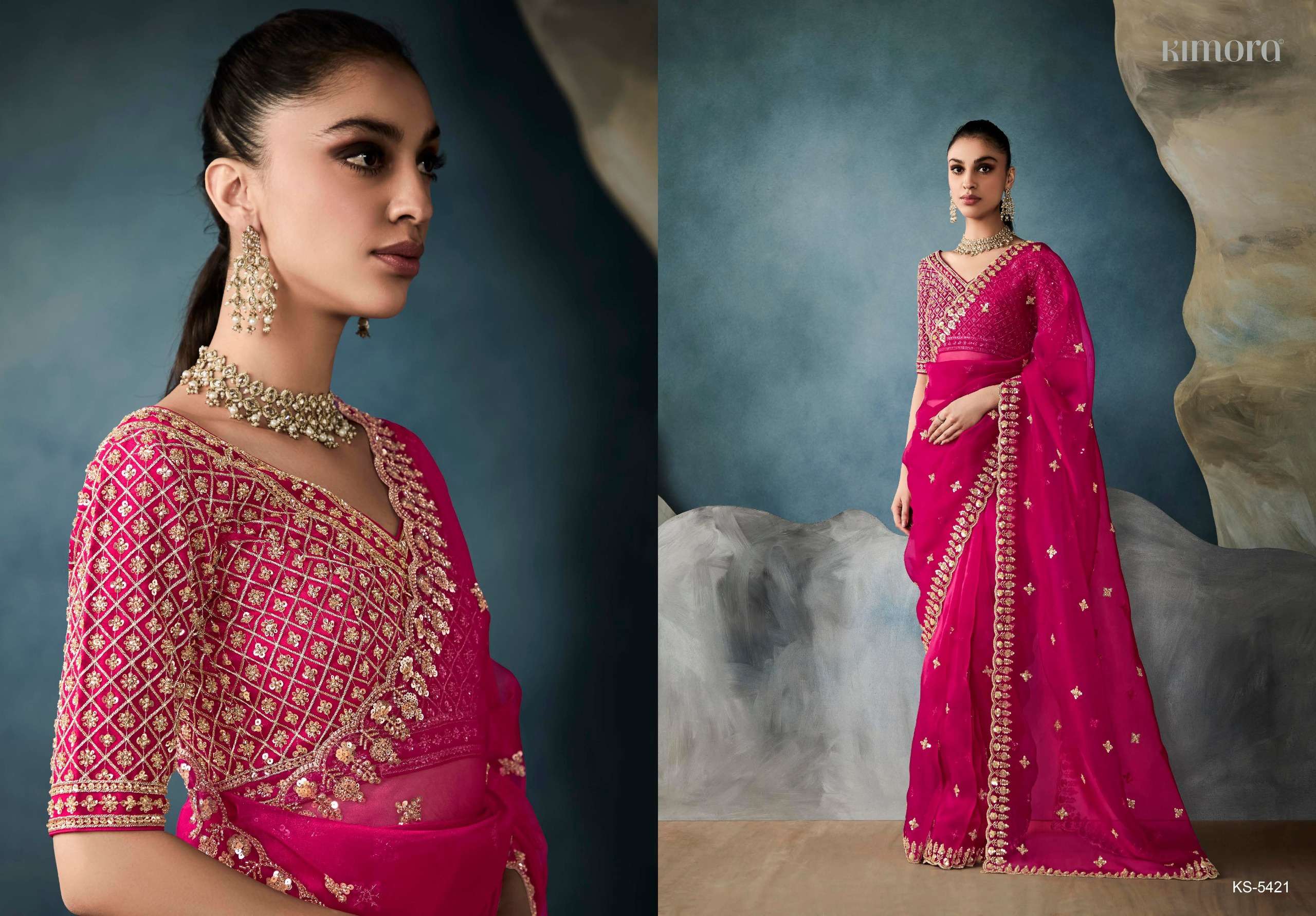 KIMORA PRESENTS ICONIC  NEW PARTY WEAR FANCY FEBRICS SAREE CATALOG WHOLESALER AND EXPORTER 
