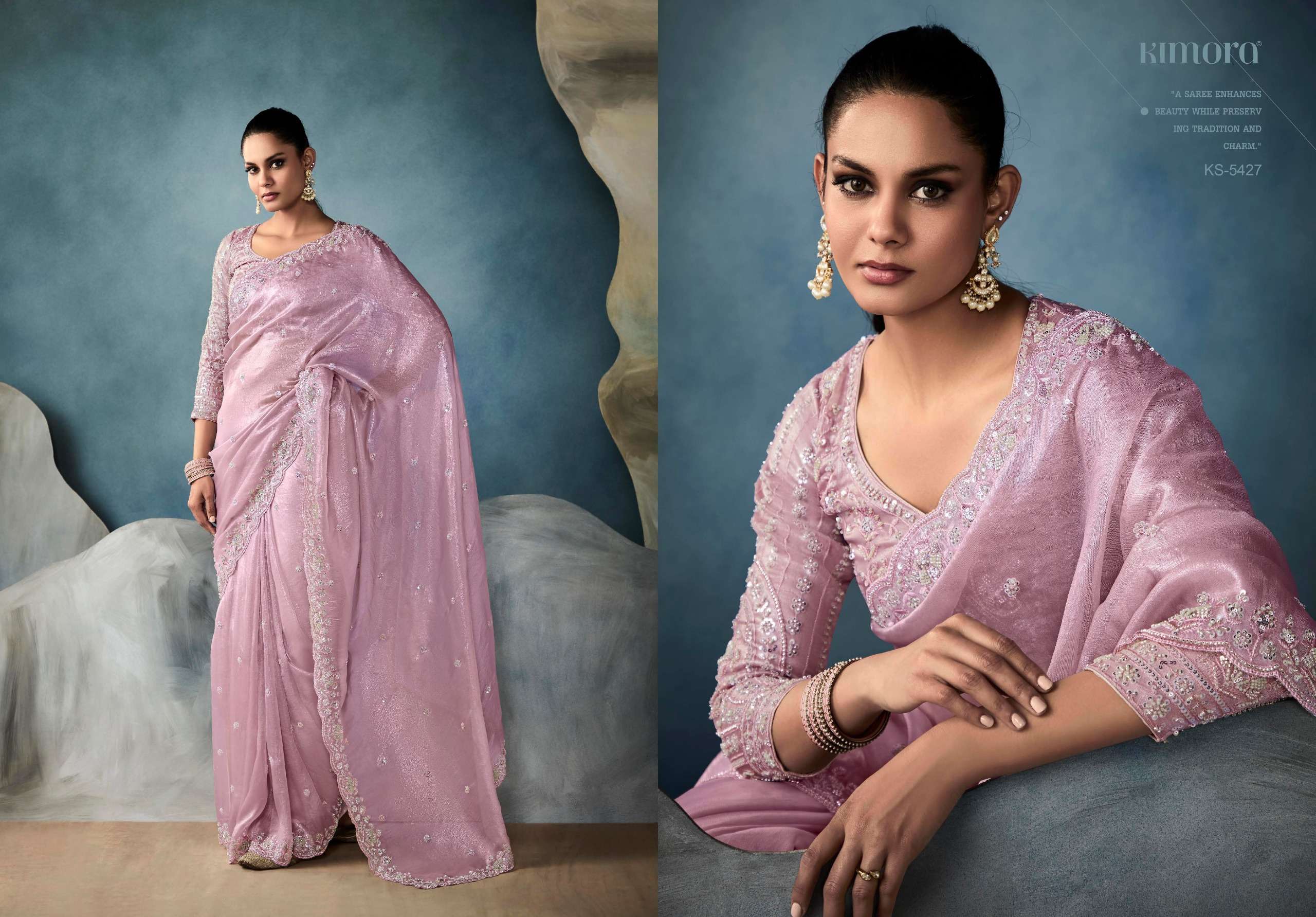 KIMORA PRESENTS ICONIC  NEW PARTY WEAR FANCY FEBRICS SAREE CATALOG WHOLESALER AND EXPORTER 