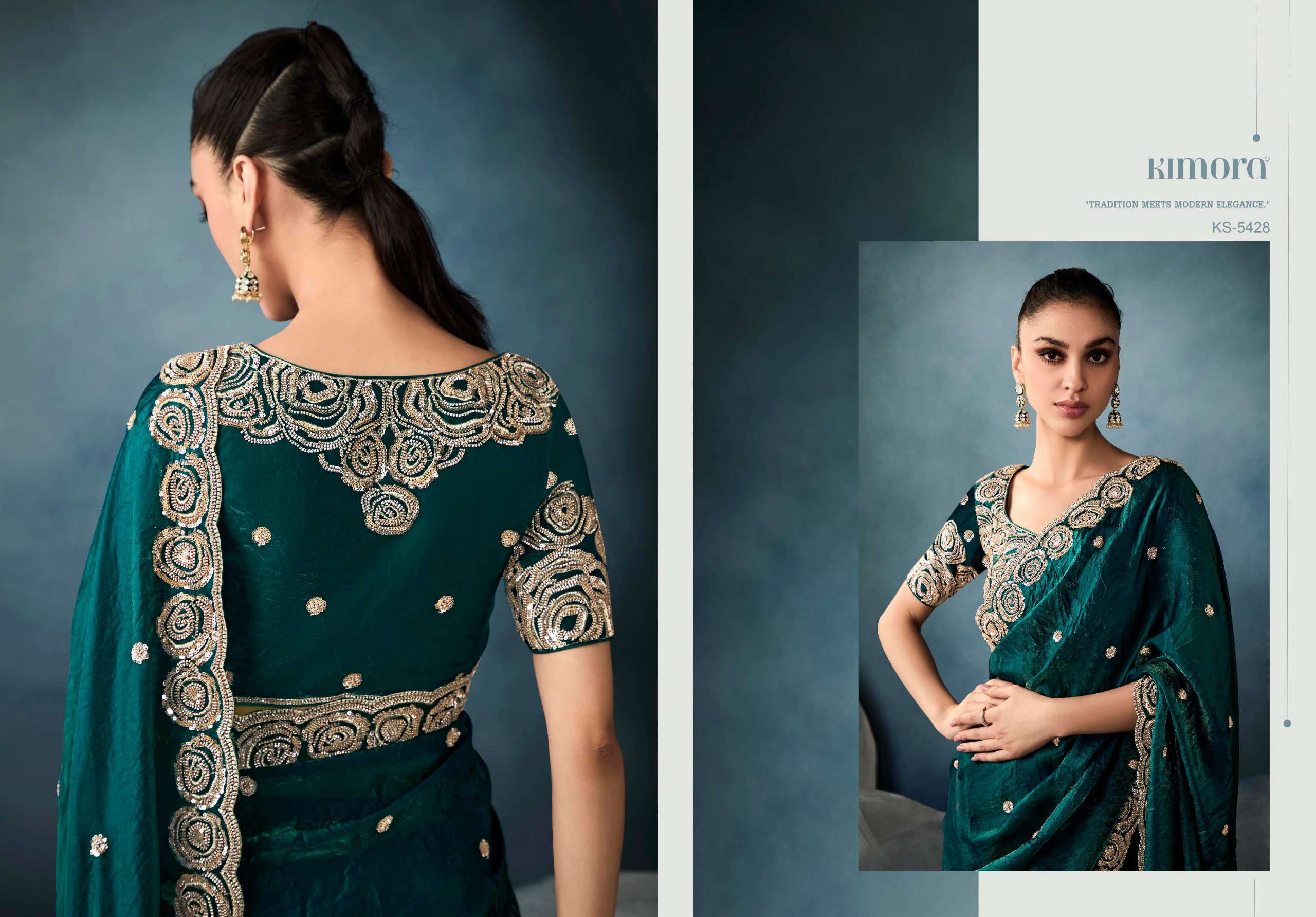 KIMORA PRESENTS ICONIC  NEW PARTY WEAR FANCY FEBRICS SAREE CATALOG WHOLESALER AND EXPORTER 