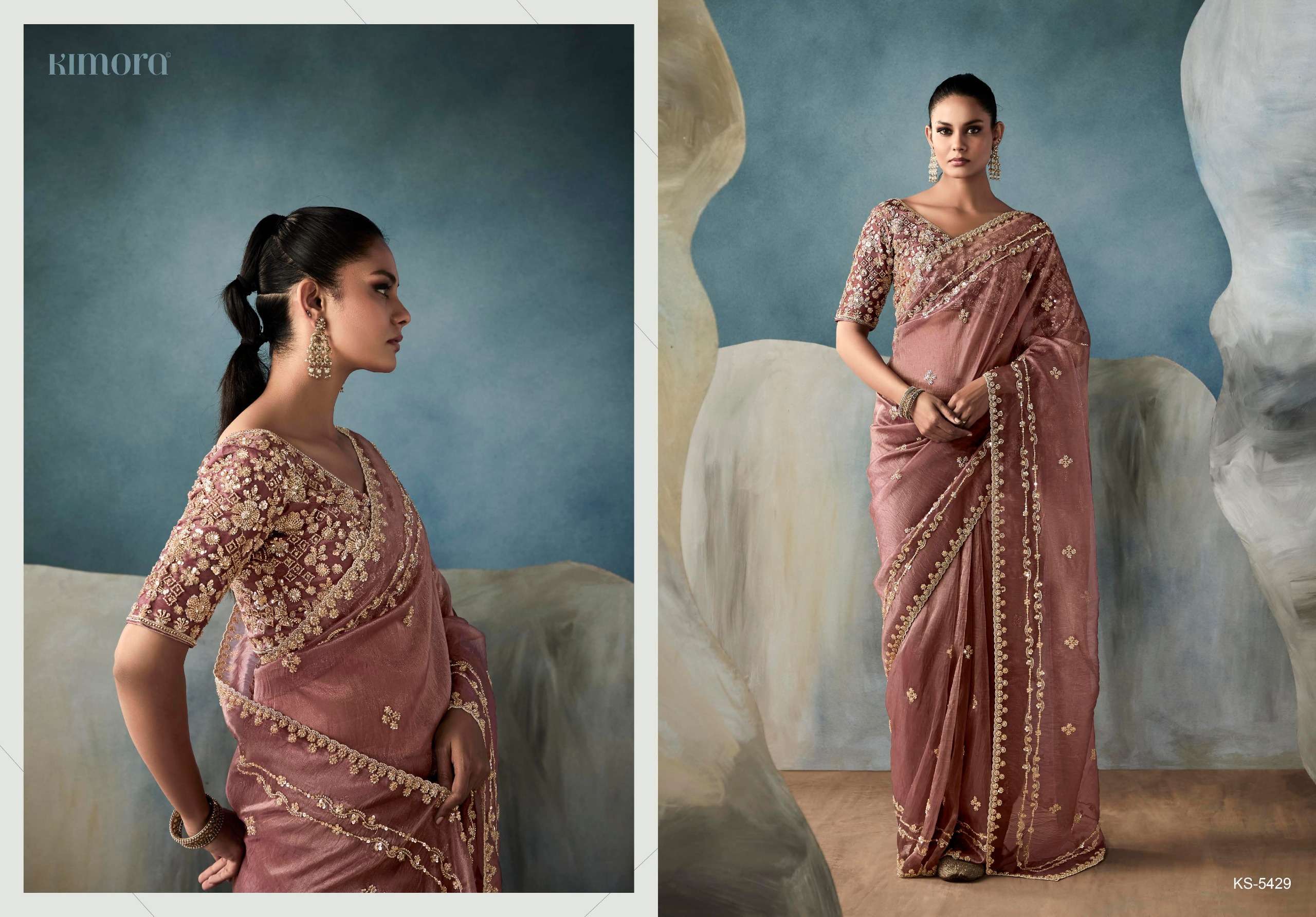 KIMORA PRESENTS ICONIC  NEW PARTY WEAR FANCY FEBRICS SAREE CATALOG WHOLESALER AND EXPORTER 