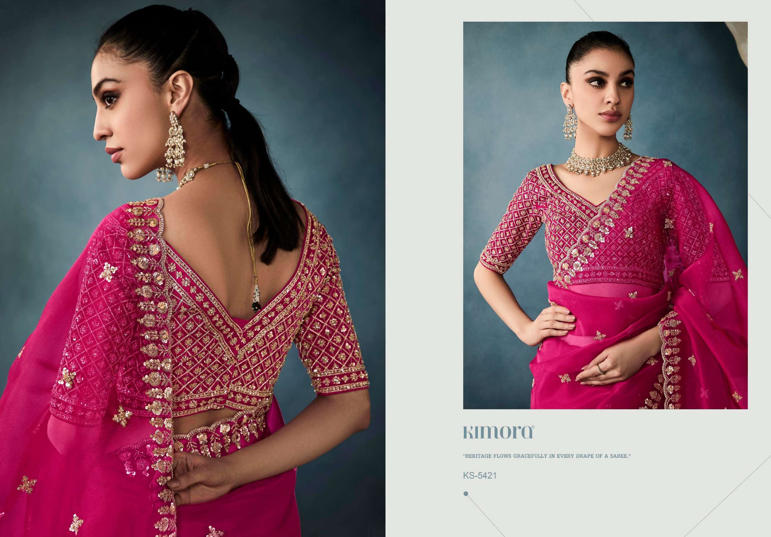 KIMORA PRESENTS ICONIC  NEW PARTY WEAR FANCY FEBRICS SAREE CATALOG WHOLESALER AND EXPORTER 