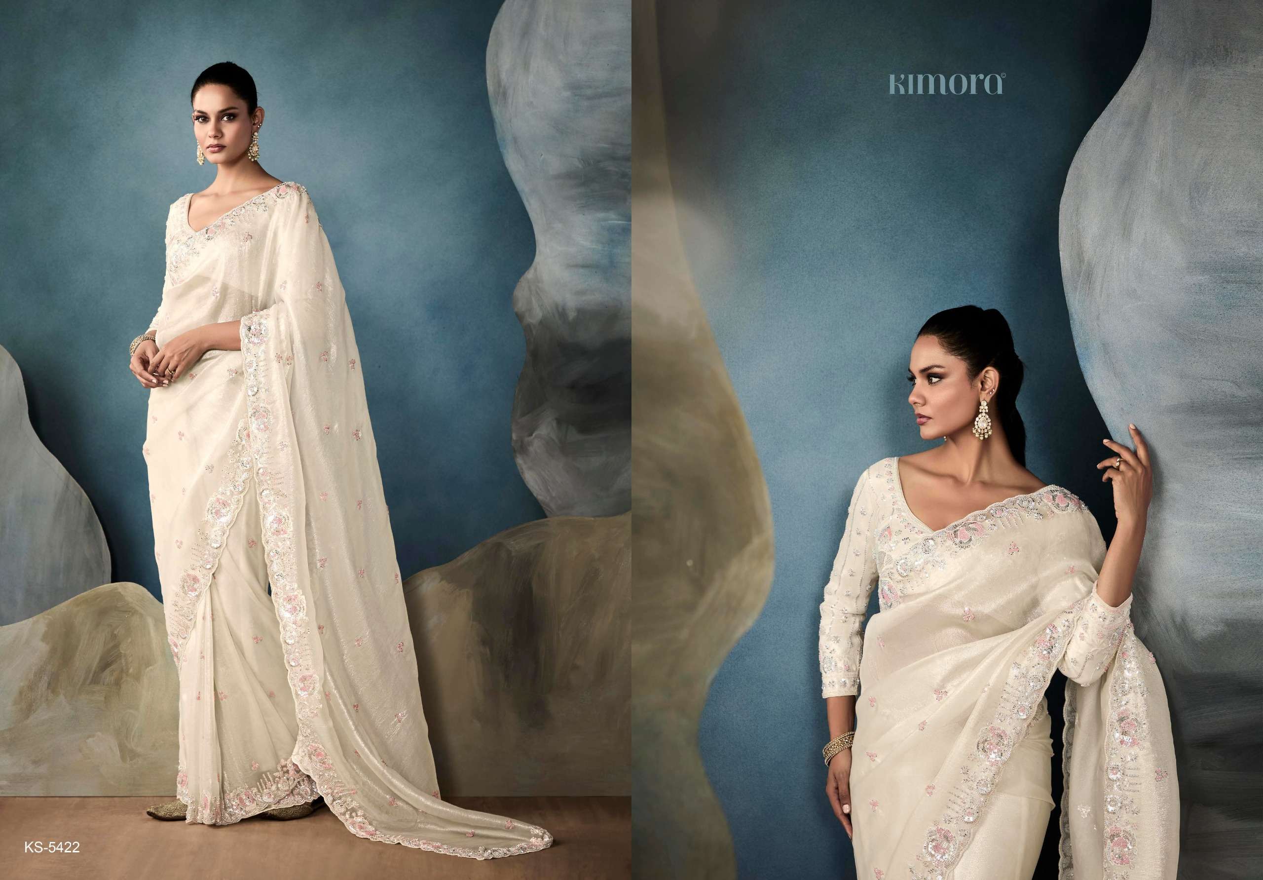 KIMORA PRESENTS ICONIC  NEW PARTY WEAR FANCY FEBRICS SAREE CATALOG WHOLESALER AND EXPORTER 