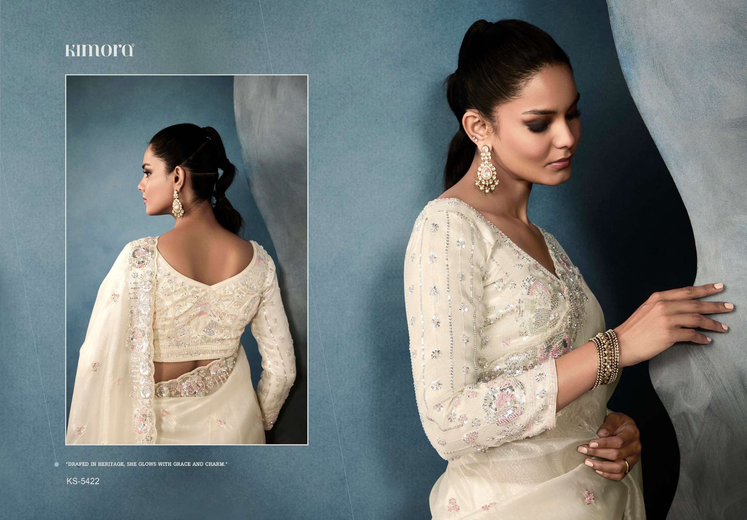 KIMORA PRESENTS ICONIC  NEW PARTY WEAR FANCY FEBRICS SAREE CATALOG WHOLESALER AND EXPORTER 