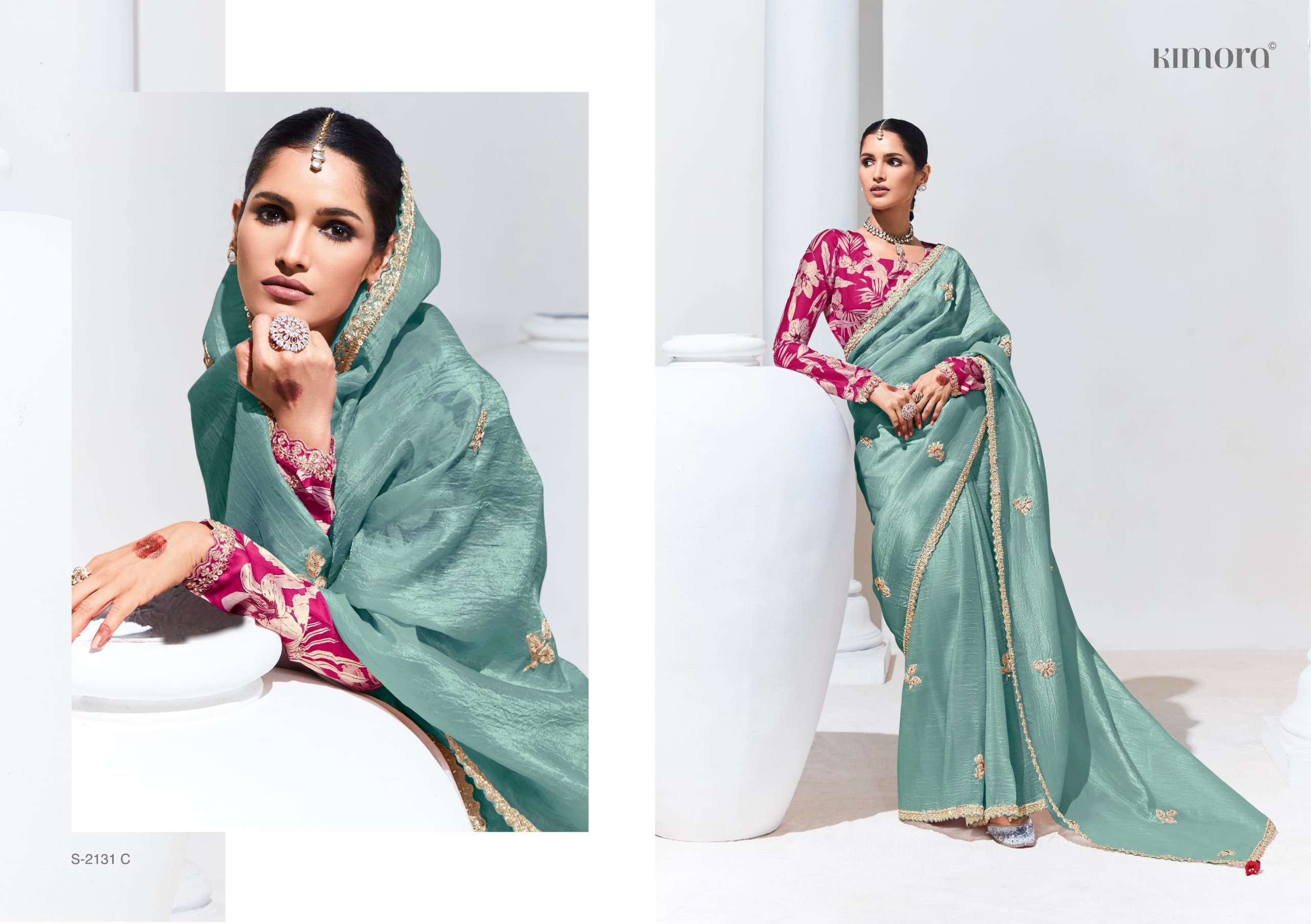 KIMORA PRESENTS RANGAT 2131 NEW COLOR FANCY FEBRICS SAREE CATALOG WHOLESALER AND EXPORTER 