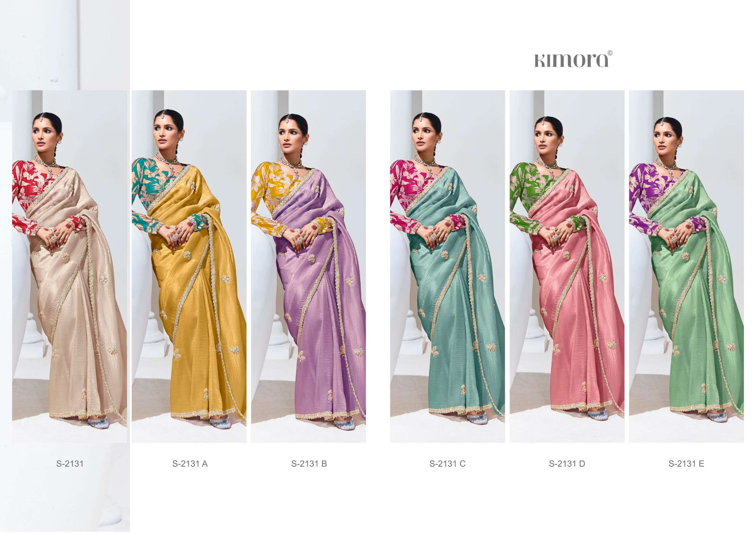 KIMORA PRESENTS RANGAT 2131 NEW COLOR FANCY FEBRICS SAREE CATALOG WHOLESALER AND EXPORTER 