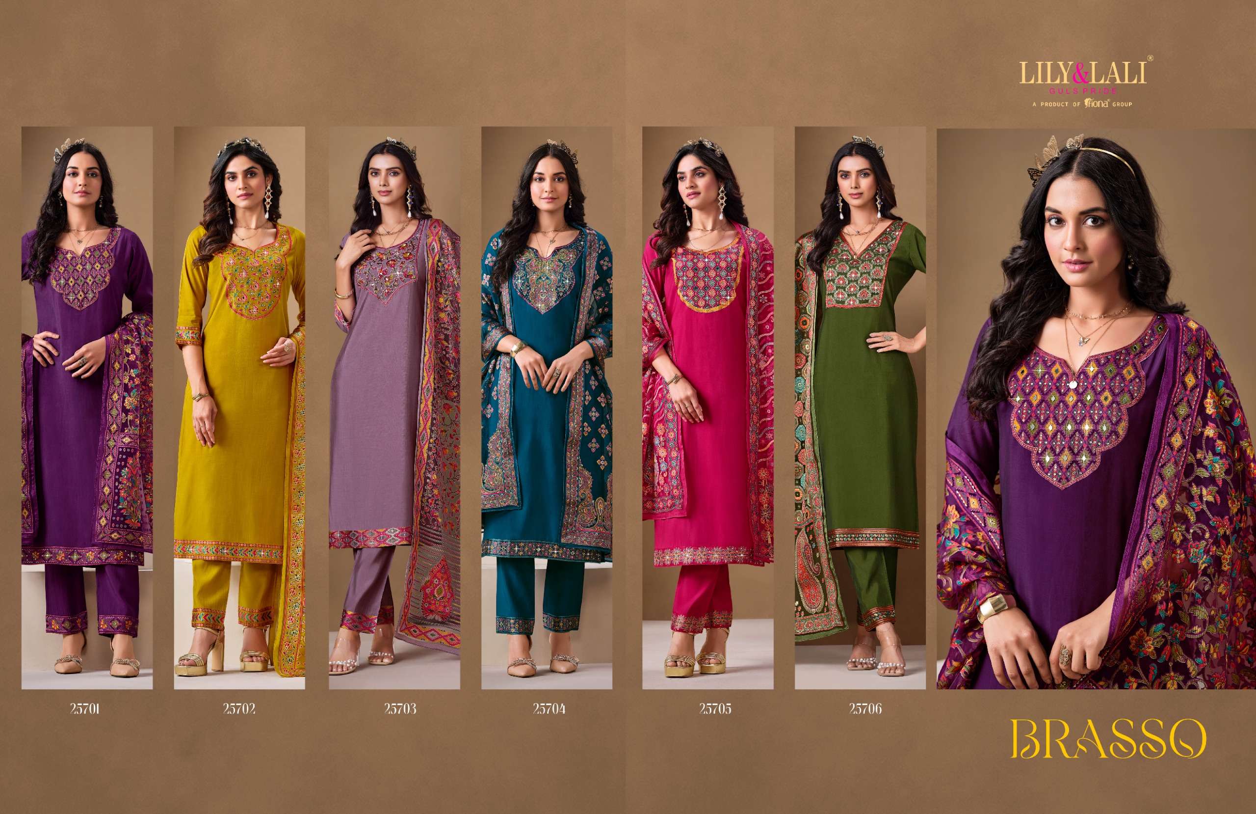 LILY & LALI PRESENTS BRASSO ROMAN SILK FANCY KURTIS CATALOG WHOLESALER AND EXPORTER IN SURAT