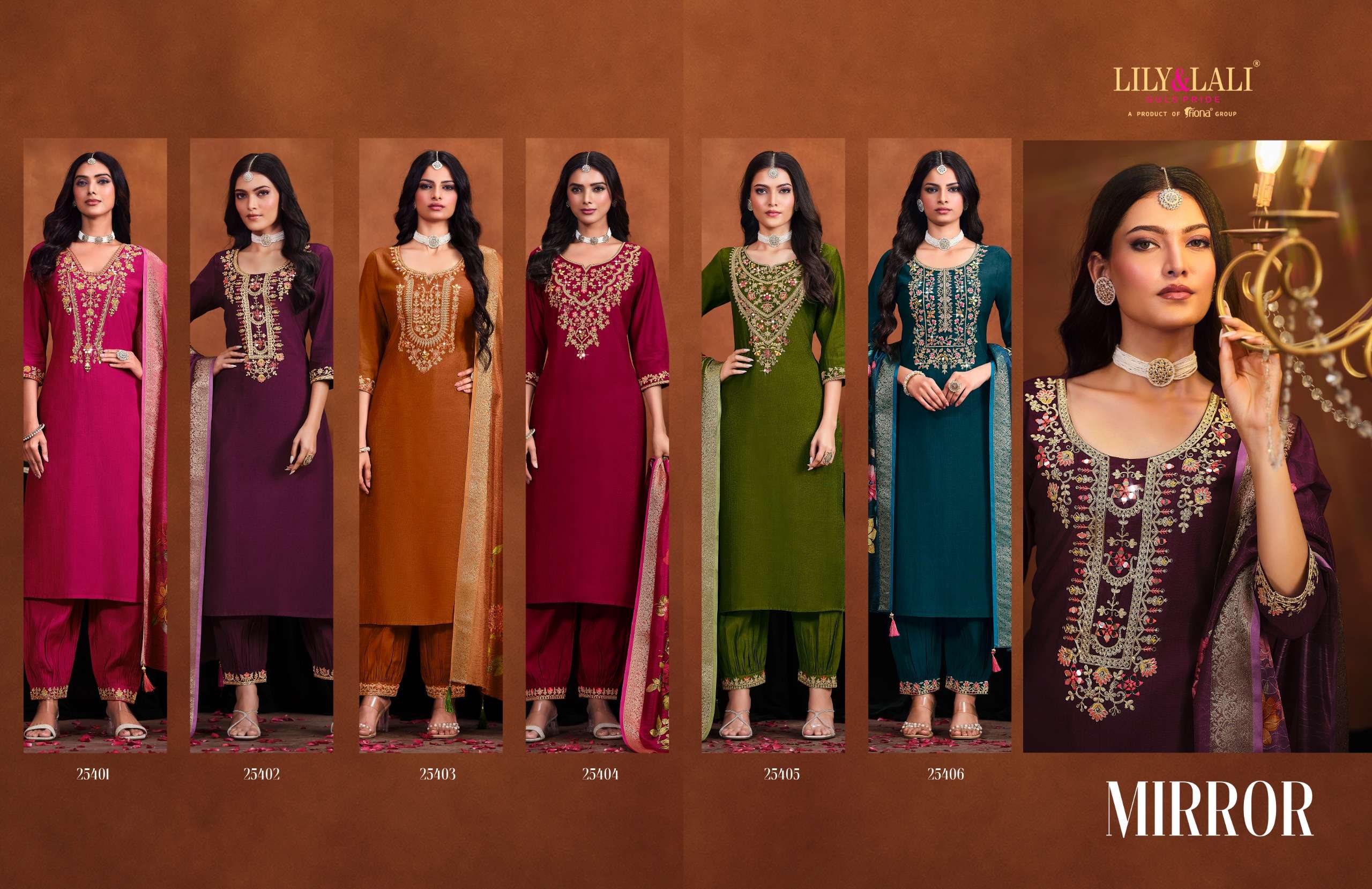 LILY & LALI PRESENTS MIRROR VISCOSE FANCY KURTIS CATALOG WHOLESALER AND EXPORTER IN SURAT
